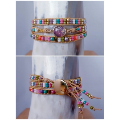 ibiza stijl wikkelarmband zachte kleuren met goud ibiza stijl wikkelarmband zachte kleuren met goud